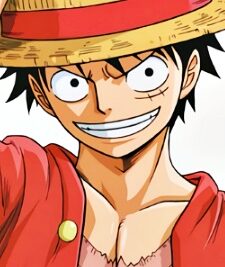 Monkey D. Luffy capitán de los Piratas del Sombrero de Paja con su icónico sombrero de paja sonriendo